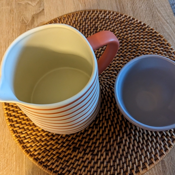 Hearth & Hand Stripe Pitcher Starbucks Swirl Bowl Coordinating Set Summer Coral - Picture 3 of 4